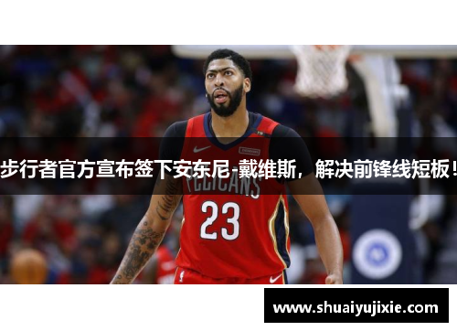 步行者官方宣布签下安东尼-戴维斯，解决前锋线短板！
