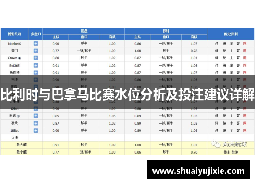 比利时与巴拿马比赛水位分析及投注建议详解