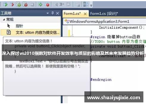 深入探讨vs2010指数对软件开发效率与质量的影响及其未来发展趋势分析